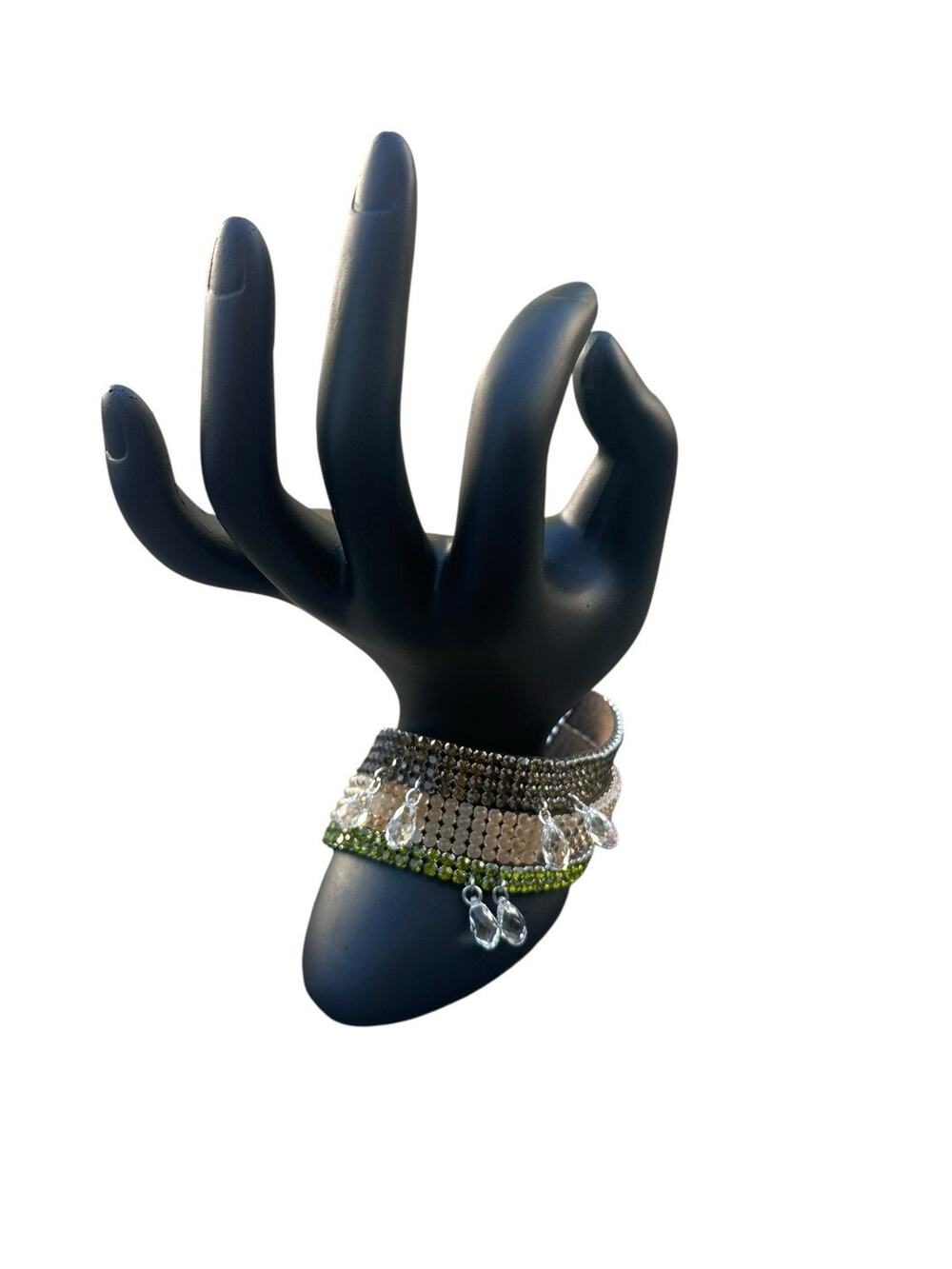 Vintage Swarovski Wide Panel Gradient Crystal Mesh Bracelet Toggle Swan Signed